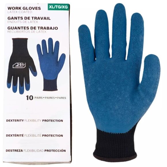 NWT - BBH Latex Coated Work Gloves Multipack (10 pairs) - Picture 1 of 3